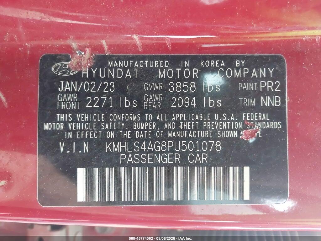KMHLS4AG8PU501078 2023 HYUNDAI ELANTRA photo no. 9