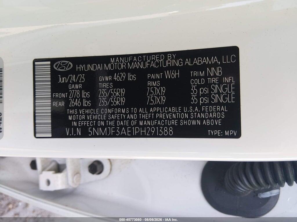 5NMJF3AE1PH291388 2023 HYUNDAI TUCSON photo no. 9