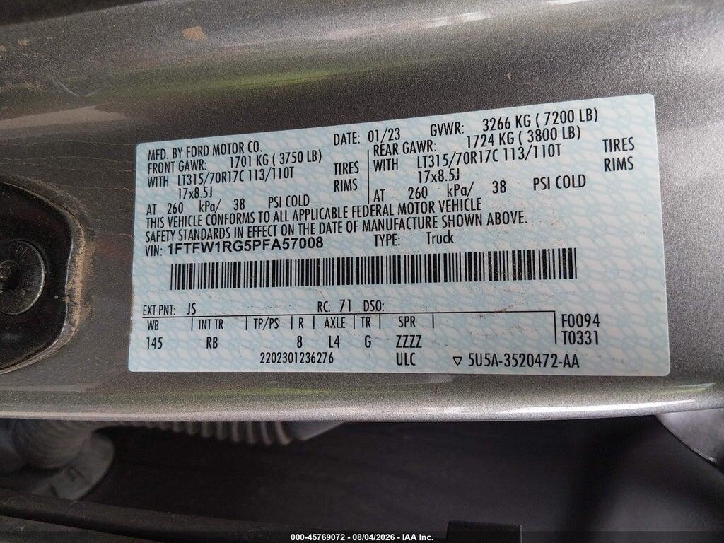 1FTFW1RG5PFA57008 2023 FORD F-150 photo no. 9