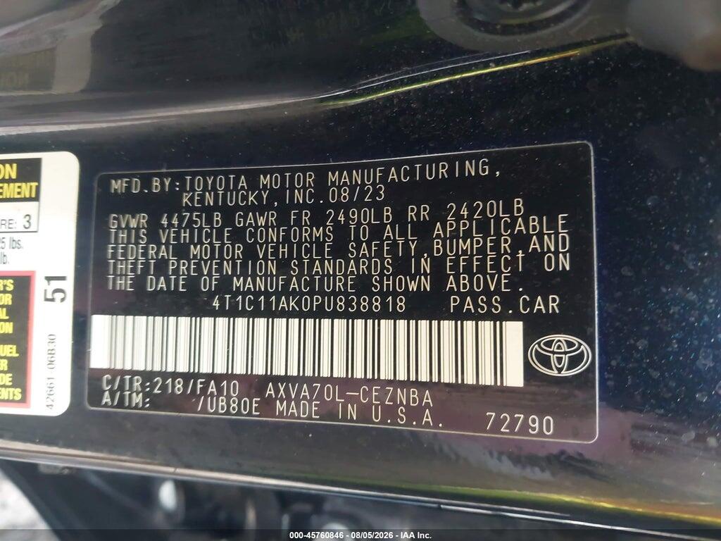 4T1C11AK0PU838818 2023 TOYOTA CAMRY photo no. 9