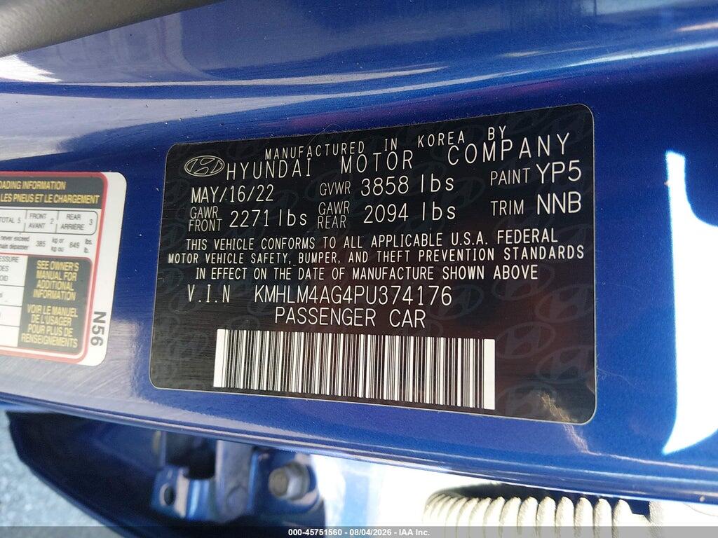 KMHLM4AG4PU374176 2023 HYUNDAI ELANTRA photo no. 9