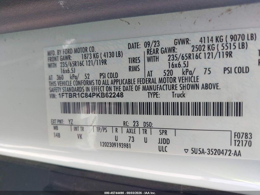 1FTBR1C84PKB62248 2023 FORD TRANSIT-250 photo no. 9