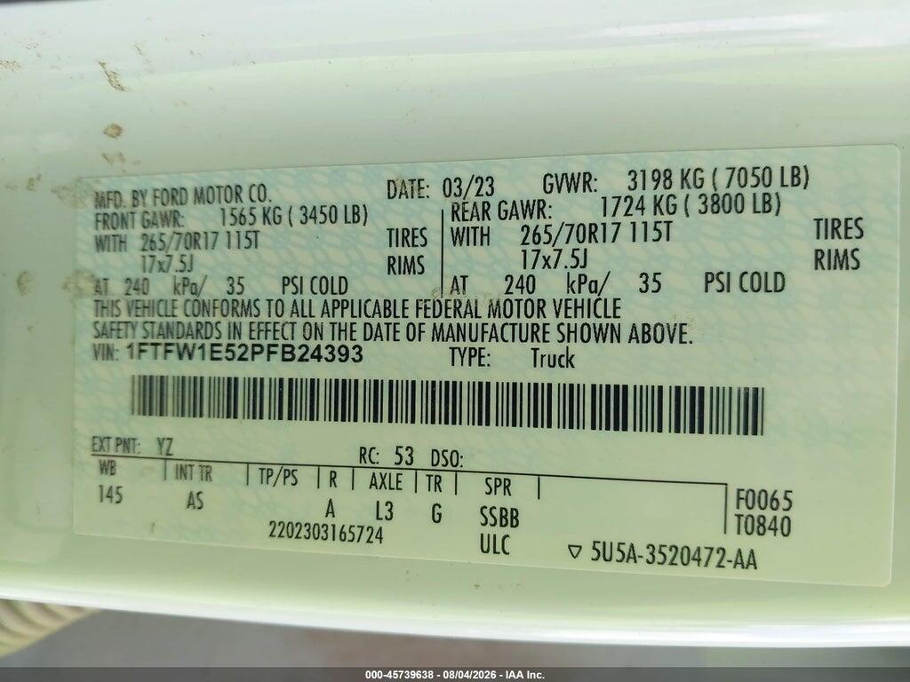 1FTFW1E52PFB24393 2023 FORD F-150 photo no. 9
