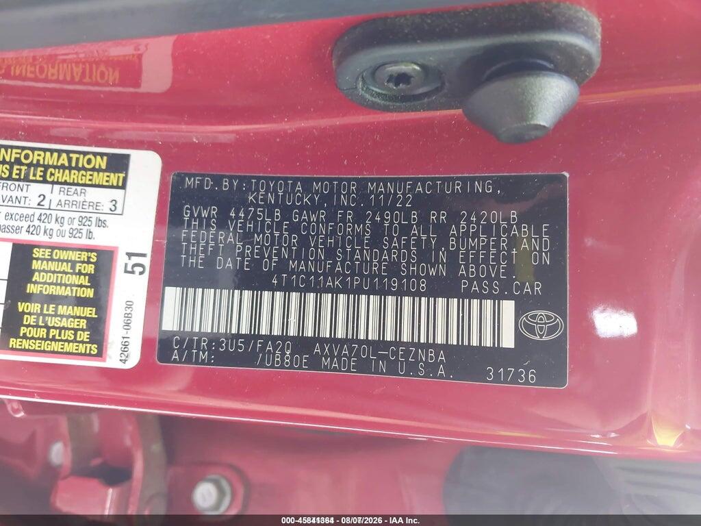 4T1C11AK1PU119108 2023 TOYOTA CAMRY photo no. 9