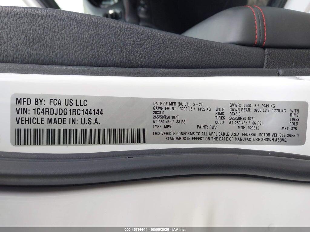 1C4RDJDG1RC144144 2024 DODGE DURANGO photo no. 9