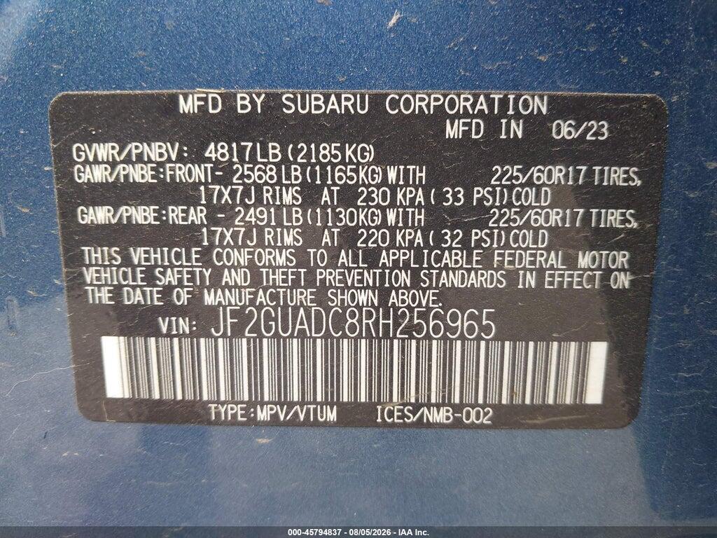 JF2GUADC8RH256965 2024 SUBARU CROSSTREK photo no. 9