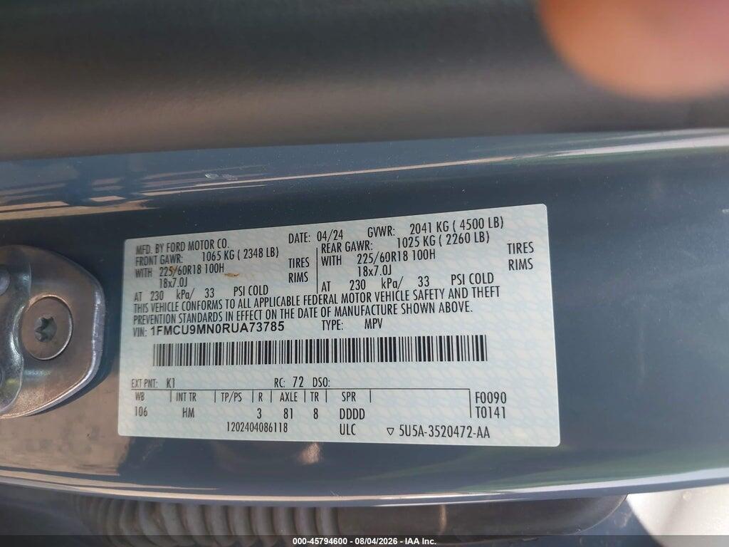 1FMCU9MN0RUA73785 2024 FORD ESCAPE photo no. 9