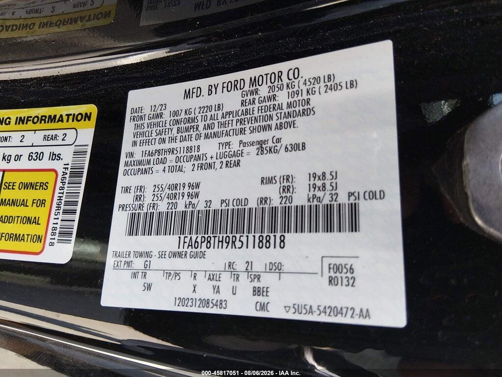 1FA6P8TH9R5118818 2024 FORD MUSTANG photo no. 9