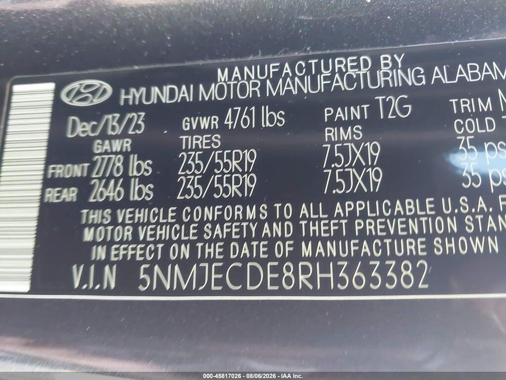 5NMJECDE8RH363382 2024 HYUNDAI TUCSON photo no. 9