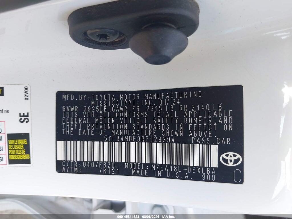 5YFB4MDE9RP128394 2024 TOYOTA COROLLA photo no. 9