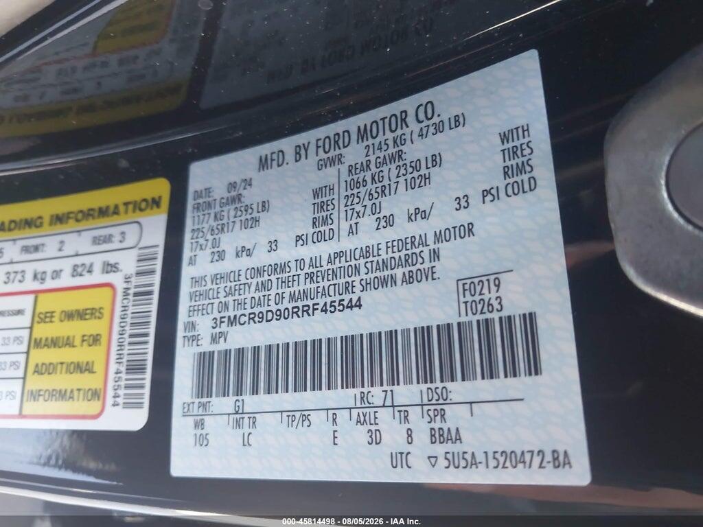3FMCR9D90RRF45544 2024 FORD BRONCO SPORT photo no. 9