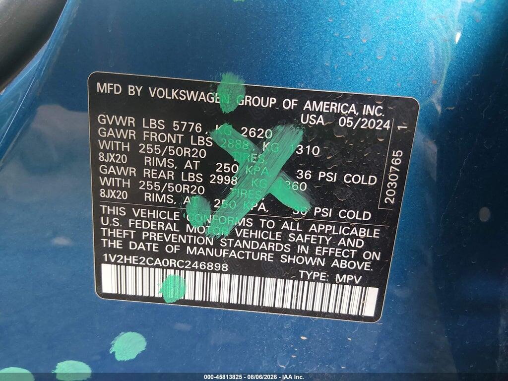 1V2HE2CA0RC246898 2024 VOLKSWAGEN ATLAS CROSS SPORT photo no. 9