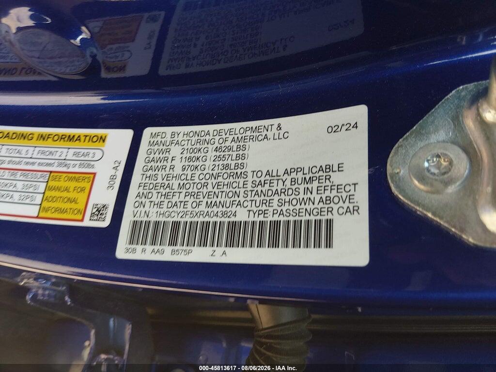 1HGCY2F5XRA043824 2024 HONDA ACCORD HYBRID photo no. 9