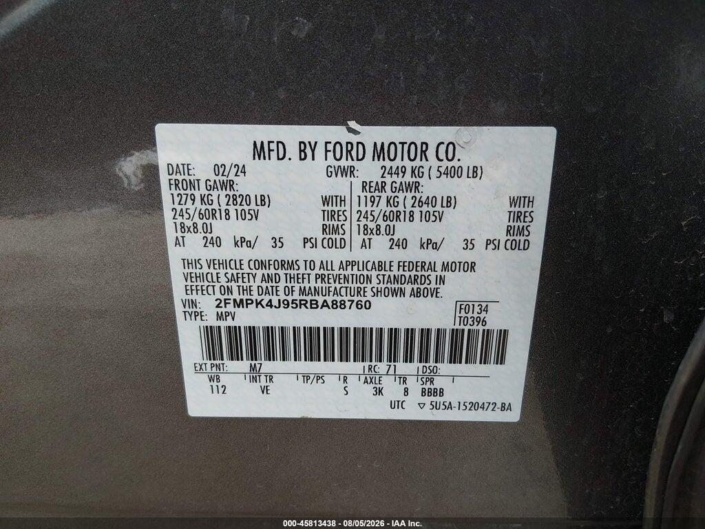 2FMPK4J95RBA88760 2024 FORD EDGE photo no. 9