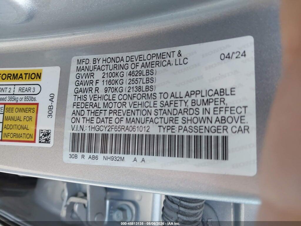 1HGCY2F65RA061012 2024 HONDA ACCORD HYBRID photo no. 9