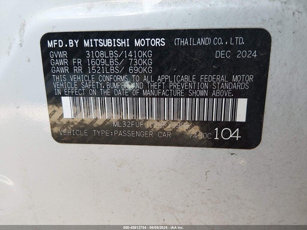 ML32FUFJ1RHF19996 2024 MITSUBISHI MIRAGE G4 photo no. 9