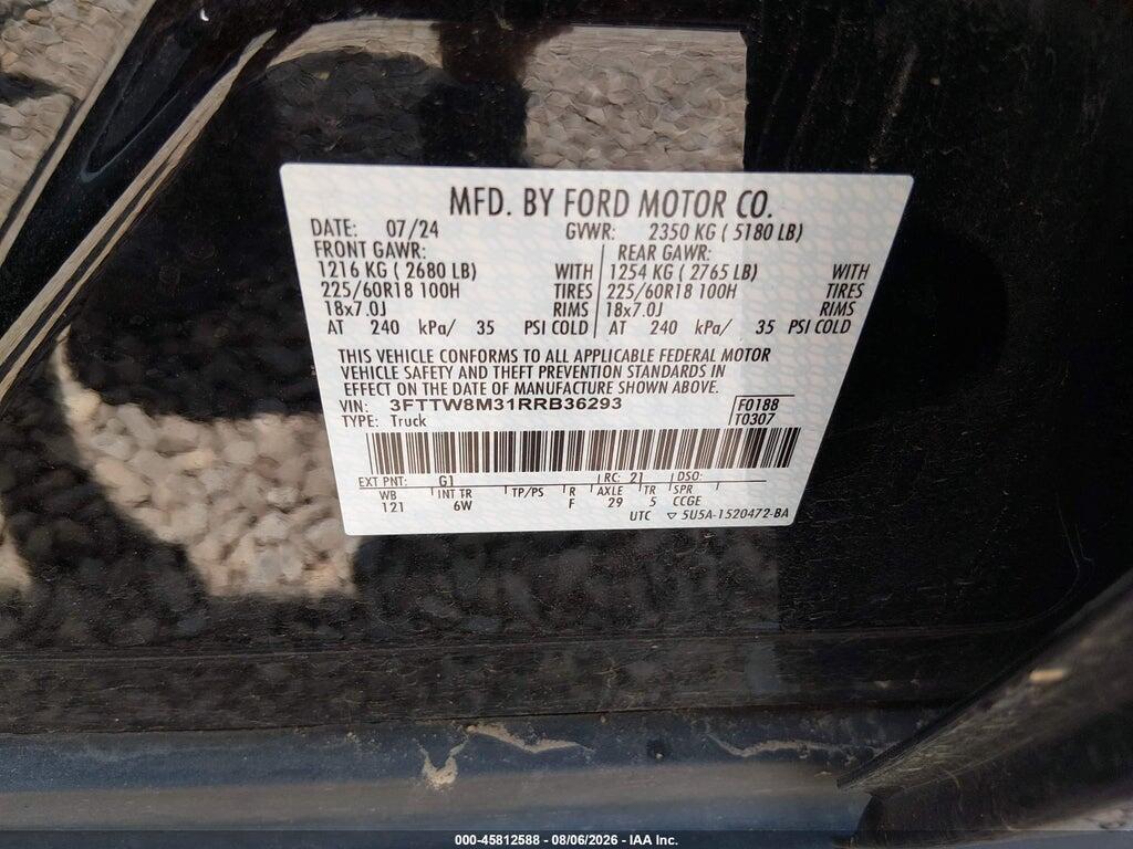 3FTTW8M31RRB36293 2024 FORD MAVERICK photo no. 9