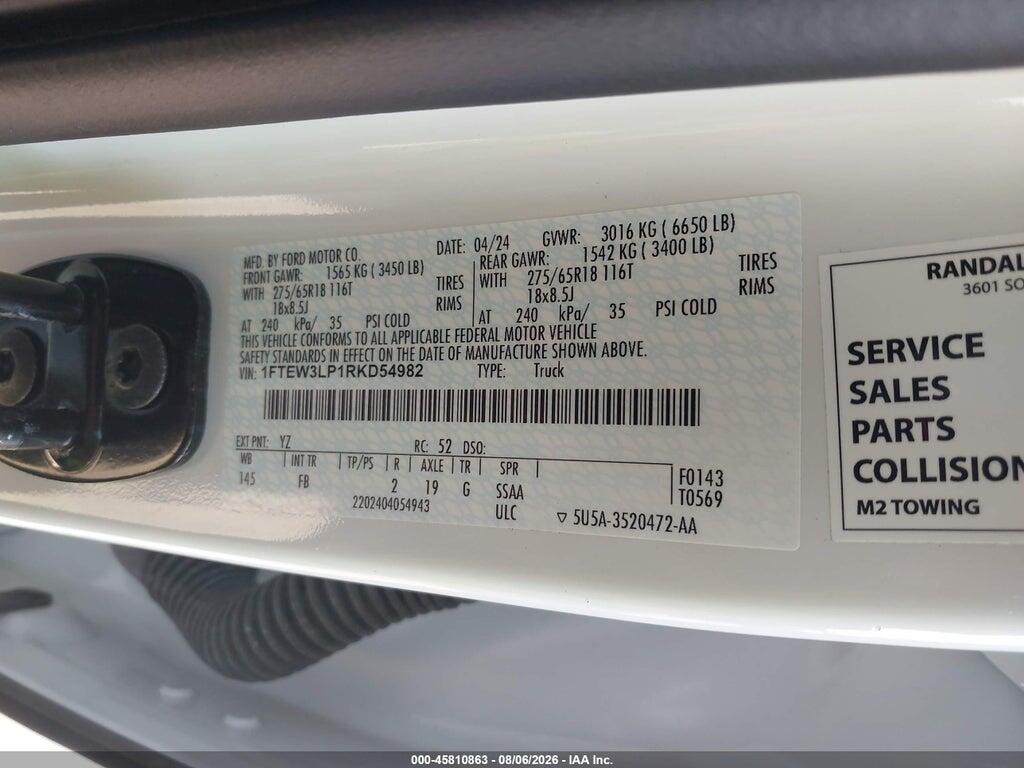 1FTEW3LP1RKD54982 2024 FORD F-150 photo no. 9