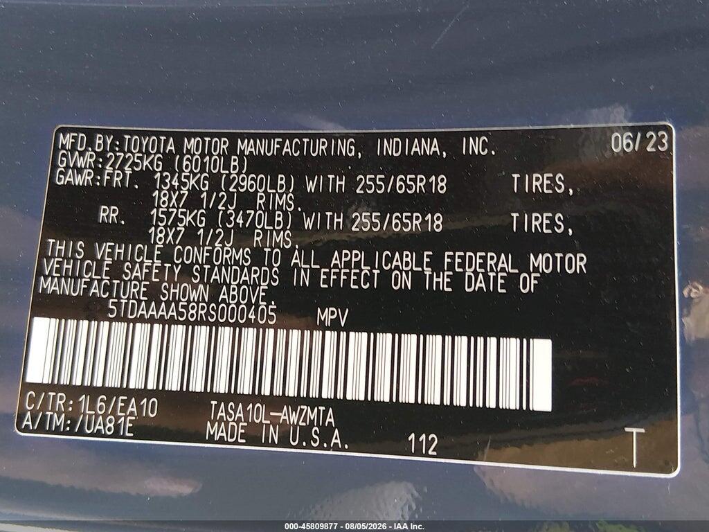 5TDAAAA58RS000405 2024 TOYOTA GRAND HIGHLANDER photo no. 9