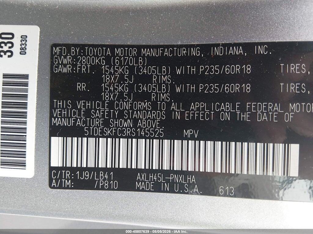 5TDESKFC3RS145525 2024 TOYOTA SIENNA photo no. 9