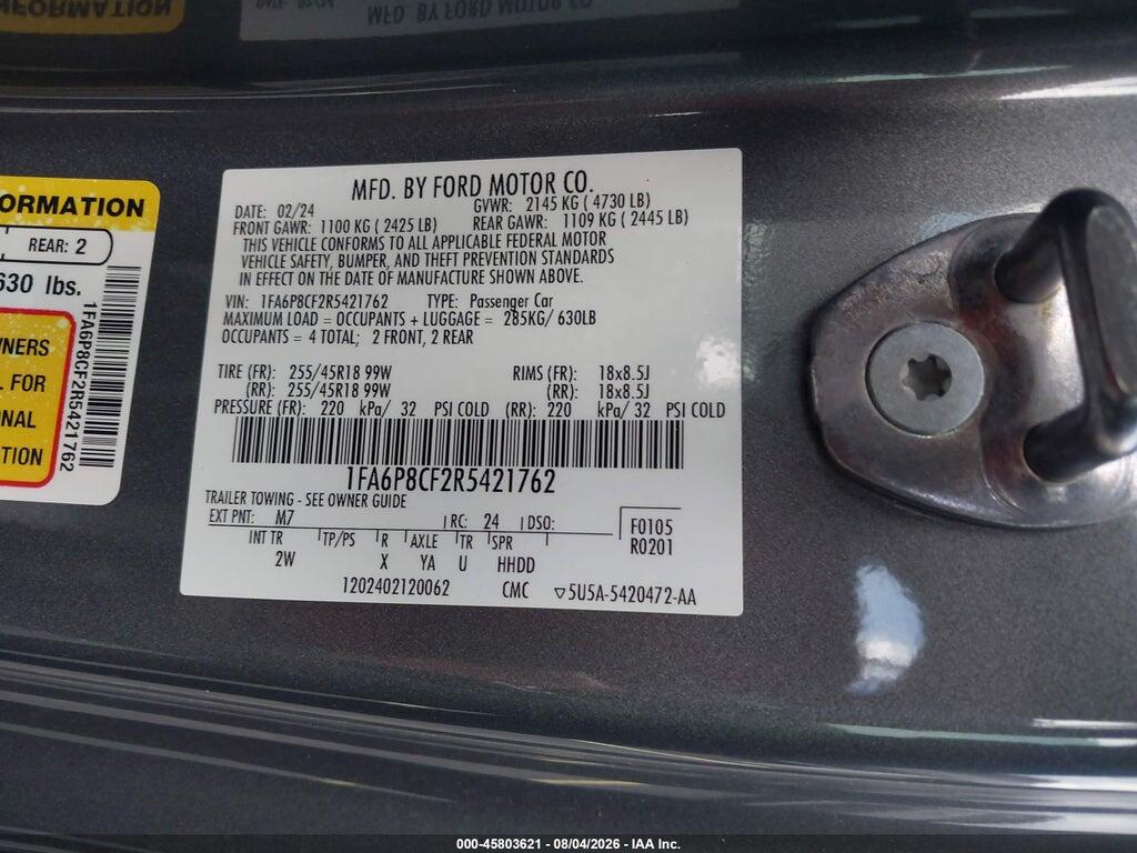 1FA6P8CF2R5421762 2024 FORD MUSTANG photo no. 9
