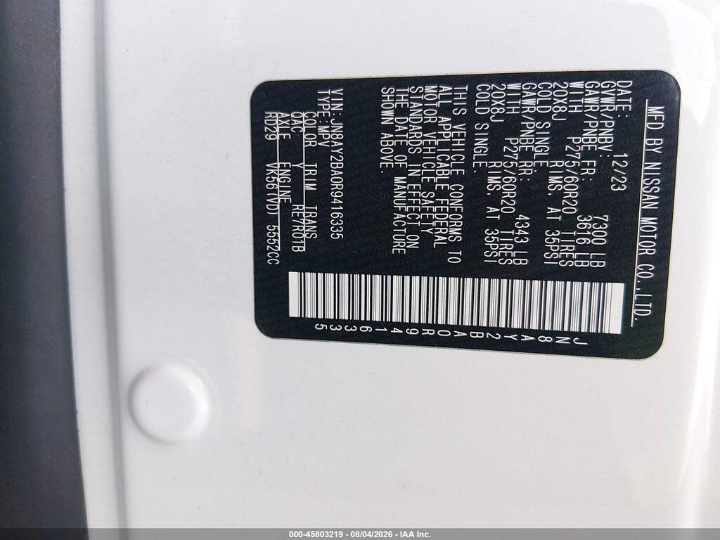 JN8AY2BA0R9416335 2024 NISSAN ARMADA photo no. 9