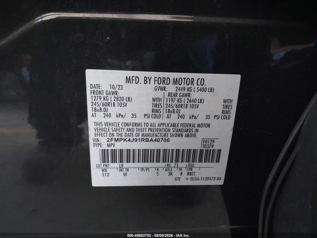 2FMPK4J91RBA40706 2024 FORD EDGE photo no. 9
