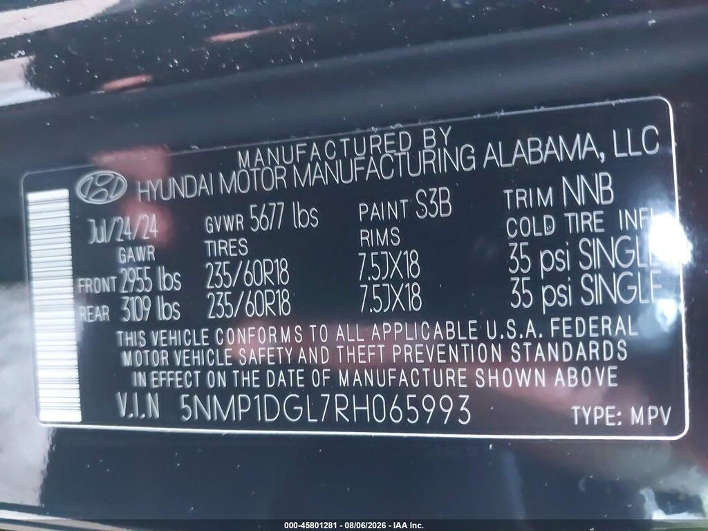 5NMP1DGL7RH065993 2024 HYUNDAI SANTA FE photo no. 9