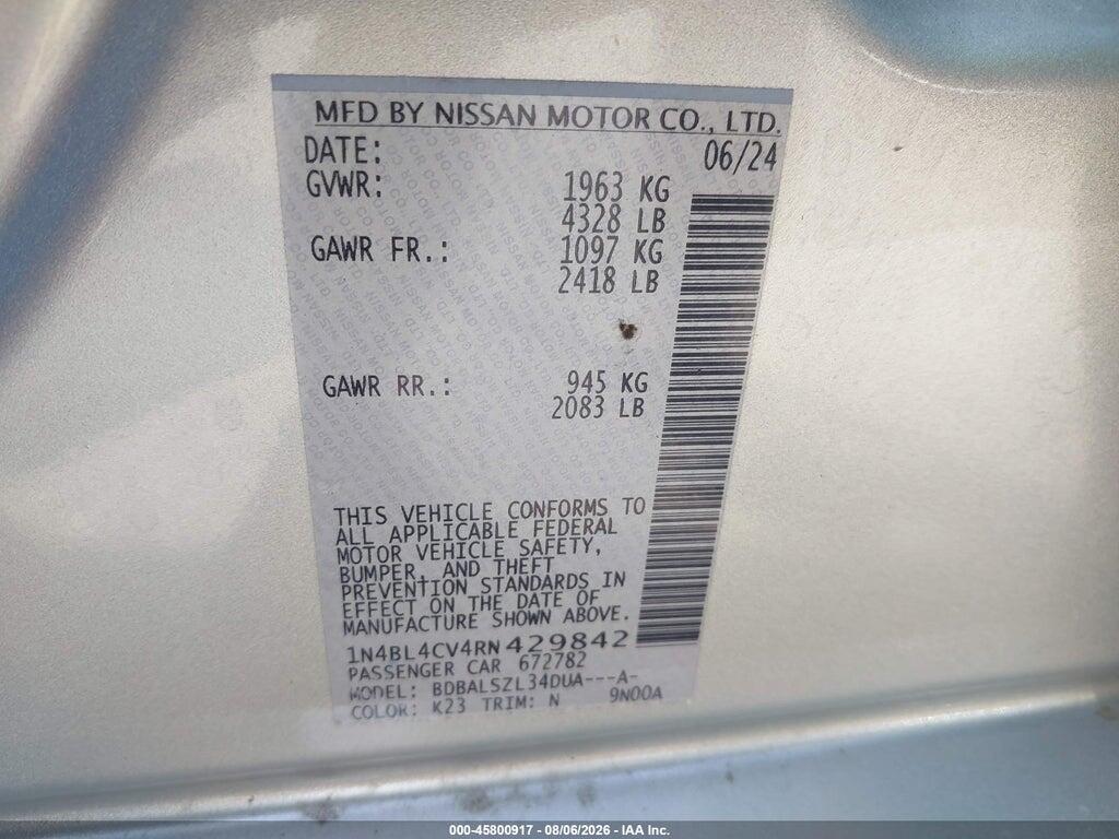 1N4BL4CV4RN429842 2024 NISSAN ALTIMA photo no. 9