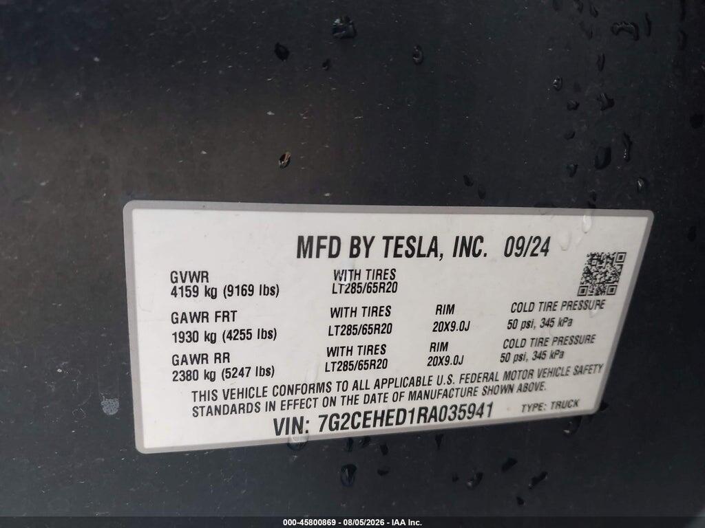 7G2CEHED1RA035941 2024 TESLA CYBERTRUCK photo no. 9