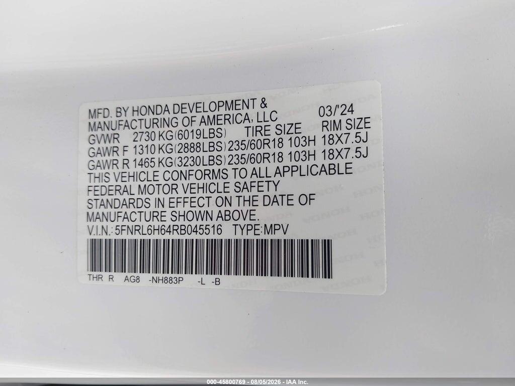 5FNRL6H64RB045516 2024 HONDA ODYSSEY photo no. 9