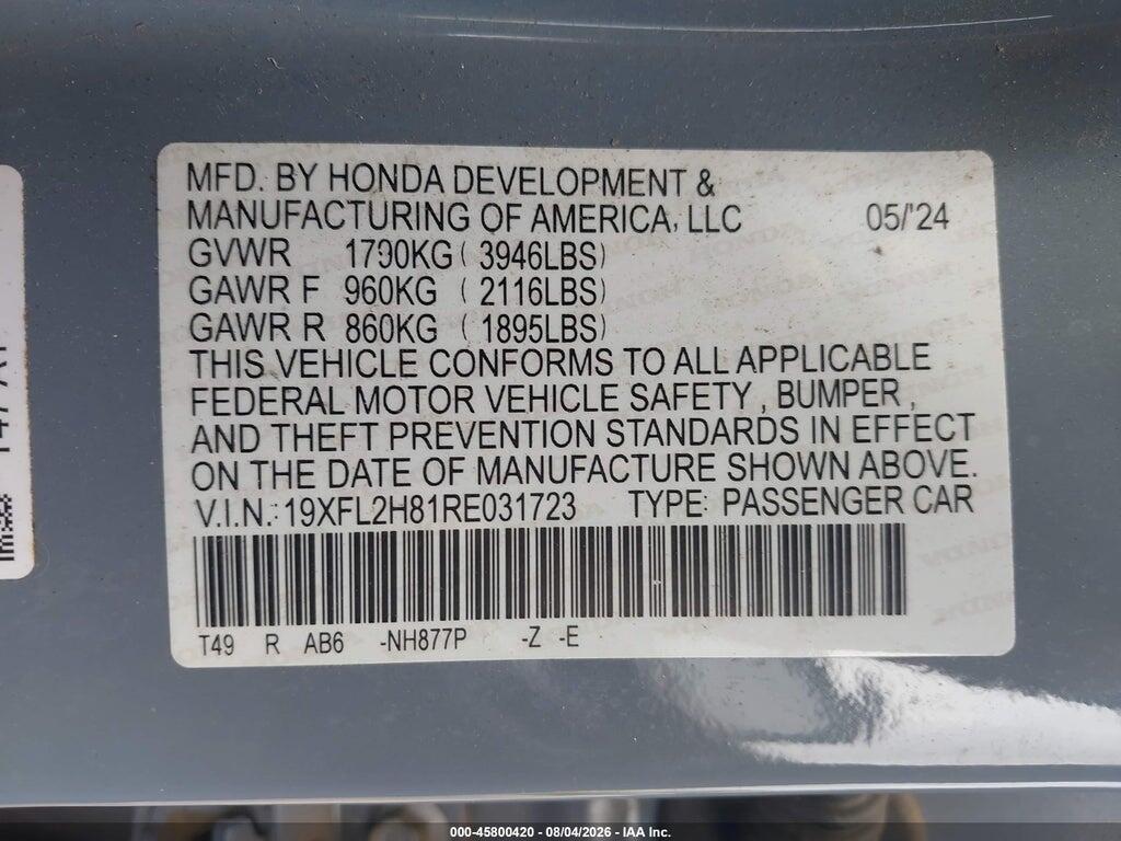 19XFL2H81RE031723 2024 HONDA CIVIC photo no. 9
