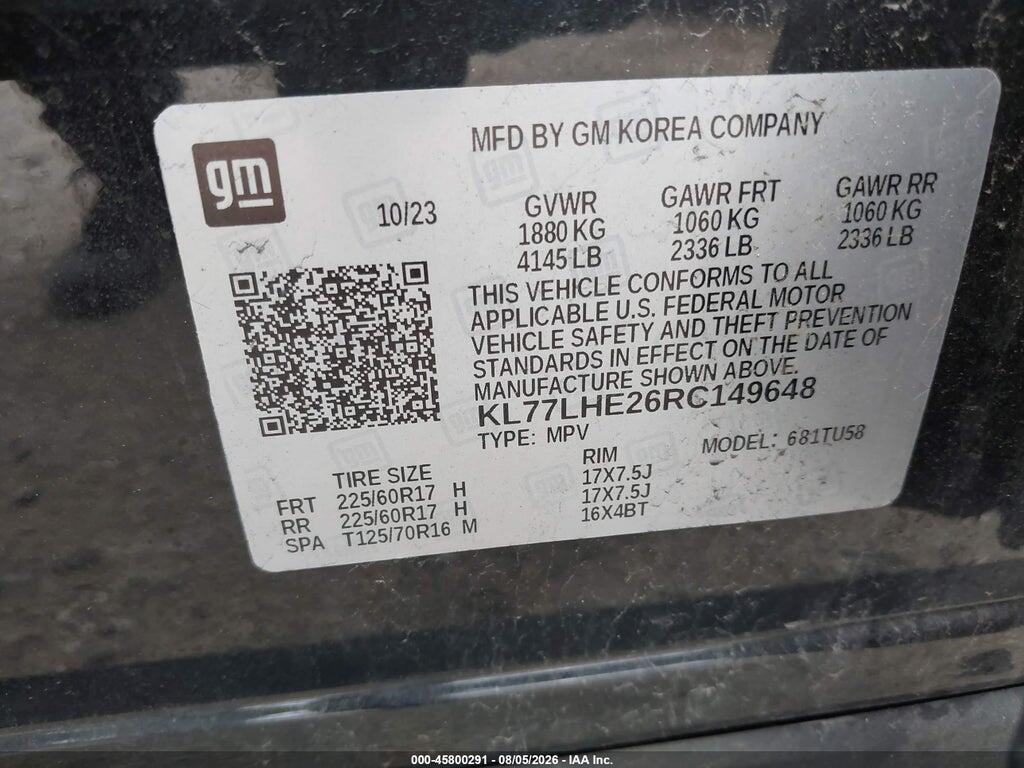 KL77LHE26RC149648 2024 CHEVROLET TRAX photo no. 9