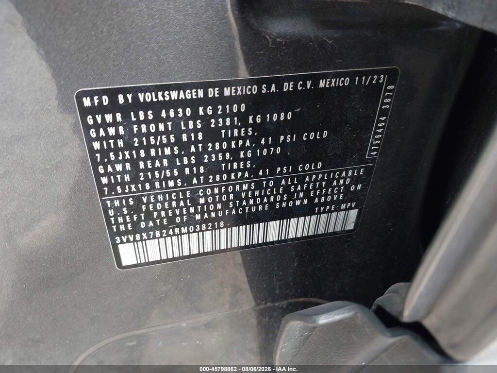 3VV8X7B24RM038218 2024 VOLKSWAGEN TAOS photo no. 9