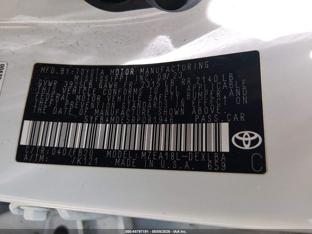 5YFB4MDE5RP081946 2024 TOYOTA COROLLA photo no. 9