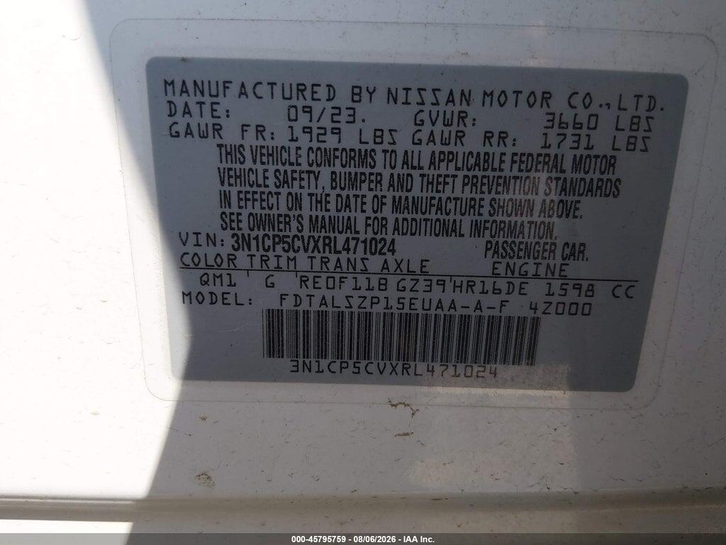 3N1CP5CVXRL471024 2024 NISSAN KICKS photo no. 9