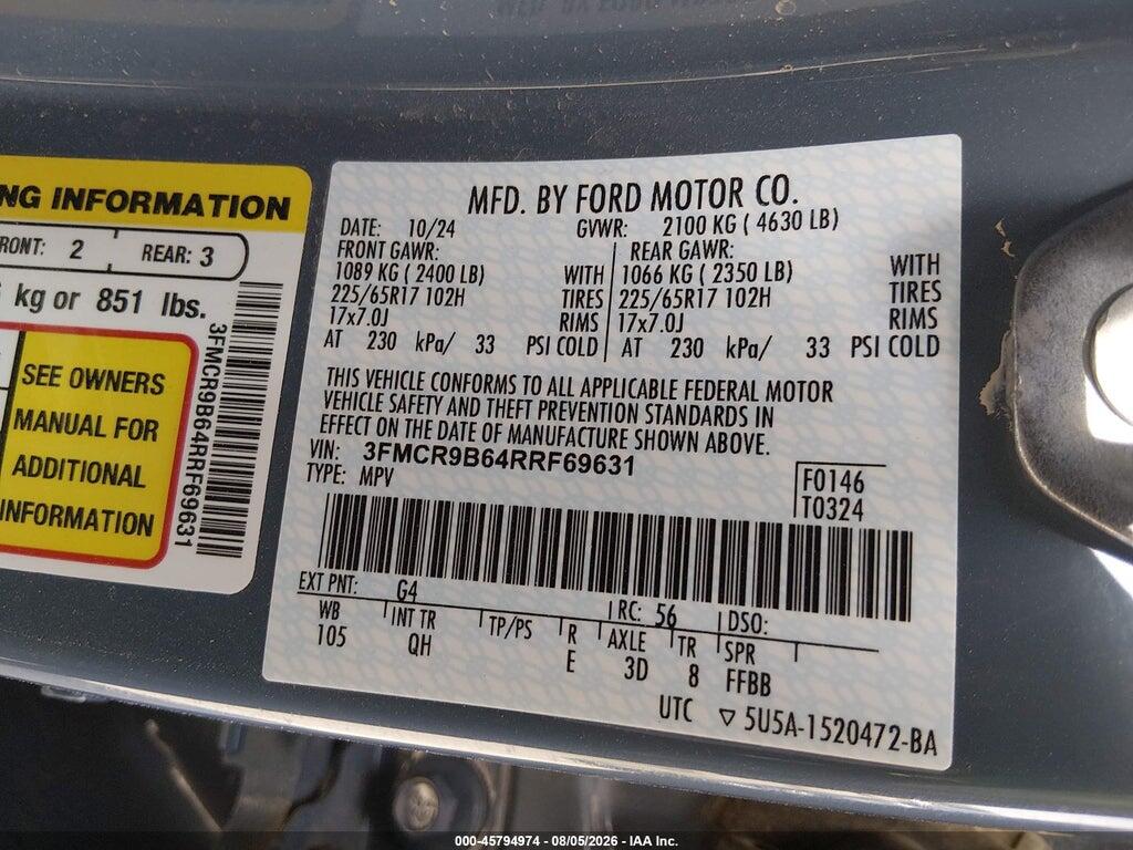3FMCR9B64RRF69631 2024 FORD BRONCO SPORT photo no. 9