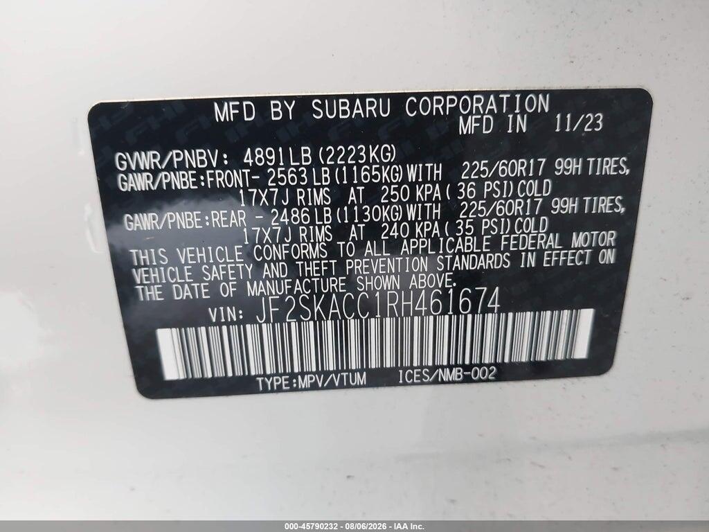 JF2SKACC1RH461674 2024 SUBARU FORESTER photo no. 9