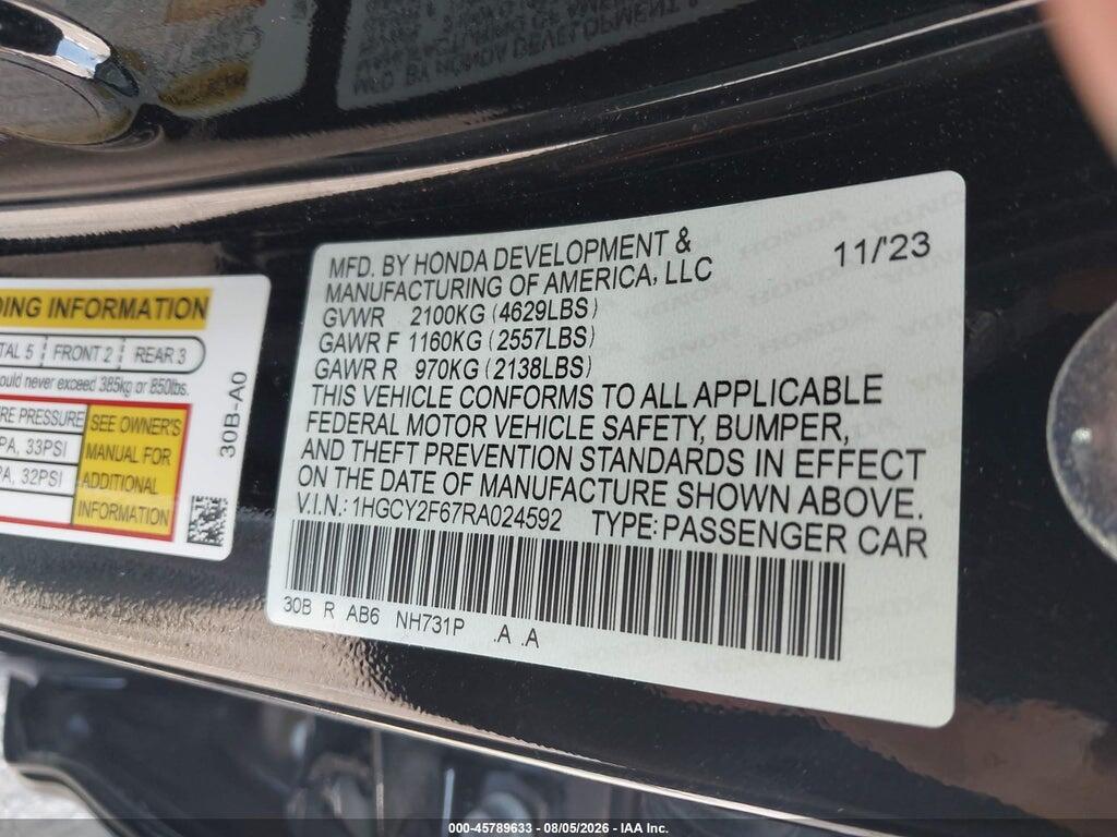 1HGCY2F67RA024592 2024 HONDA ACCORD HYBRID photo no. 9