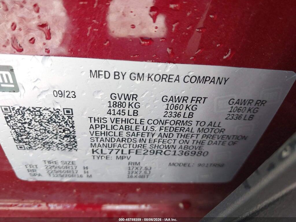 KL77LFE29RC136980 2024 CHEVROLET TRAX photo no. 9