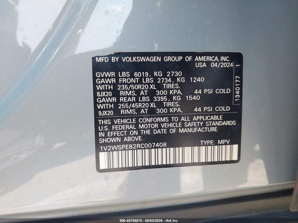 1V2WSPE82RC007408 2024 VOLKSWAGEN ID.4 photo no. 9