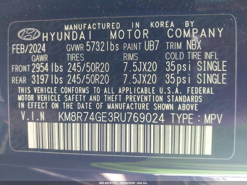 KM8R74GE3RU769024 2024 HYUNDAI PALISADE photo no. 9