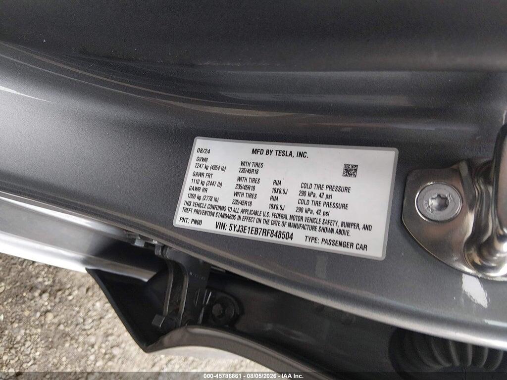 5YJ3E1EB7RF848504 2024 TESLA MODEL 3 photo no. 8