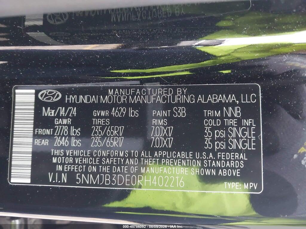 5NMJB3DE0RH402216 2024 HYUNDAI TUCSON photo no. 9