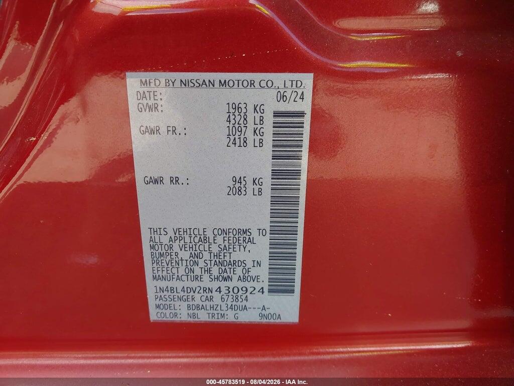 1N4BL4DV2RN430924 2024 NISSAN ALTIMA photo no. 9