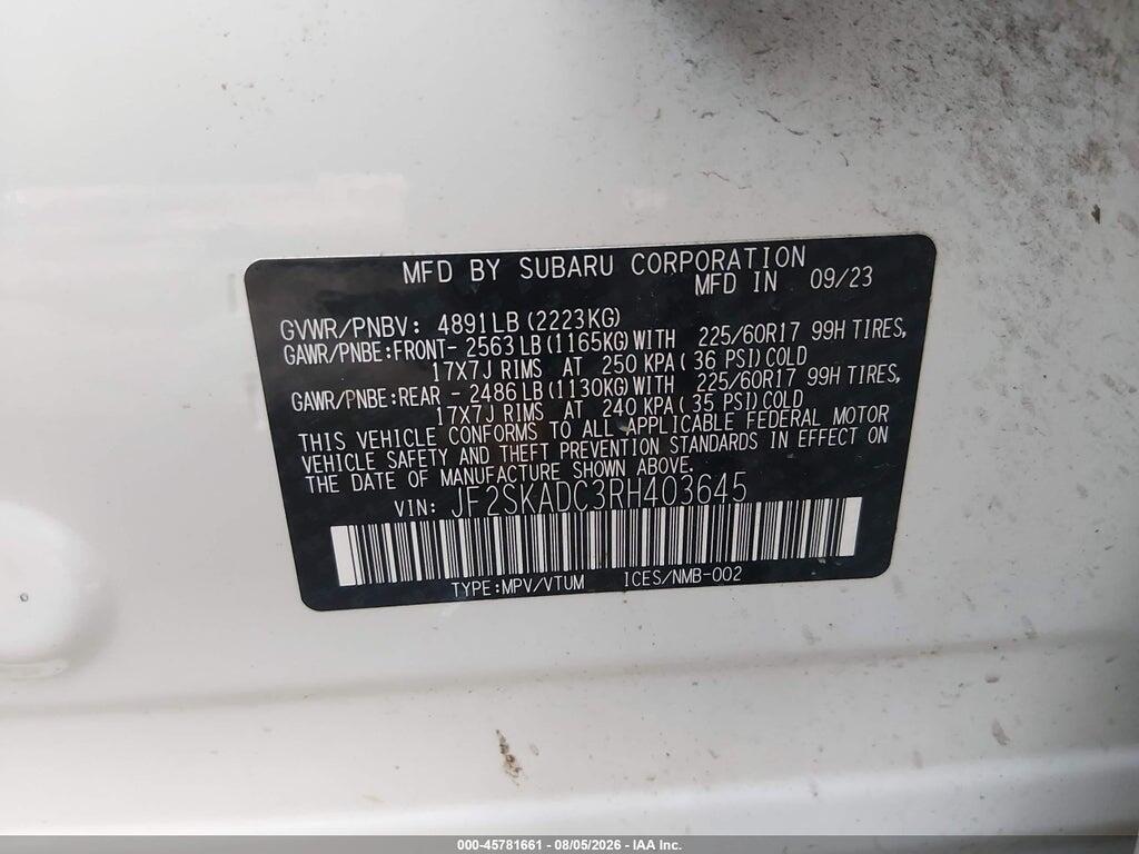 JF2SKADC3RH403645 2024 SUBARU FORESTER photo no. 9