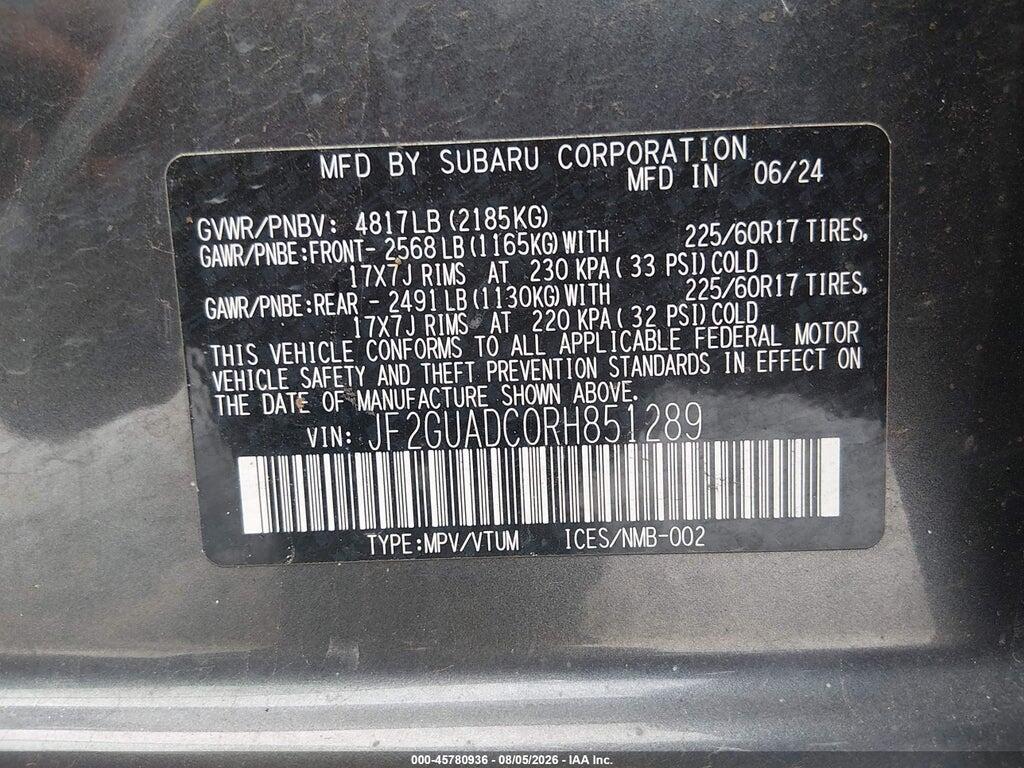 JF2GUADC0RH851289 2024 SUBARU CROSSTREK photo no. 9
