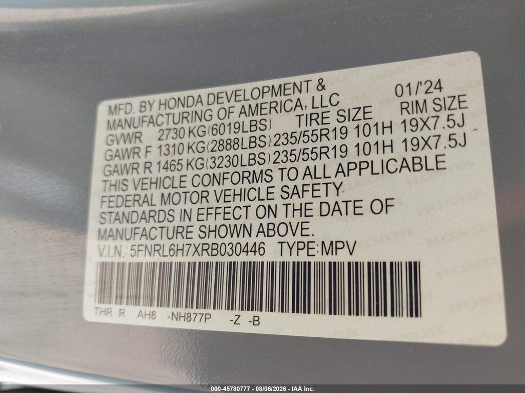 5FNRL6H7XRB030446 2024 HONDA ODYSSEY photo no. 9
