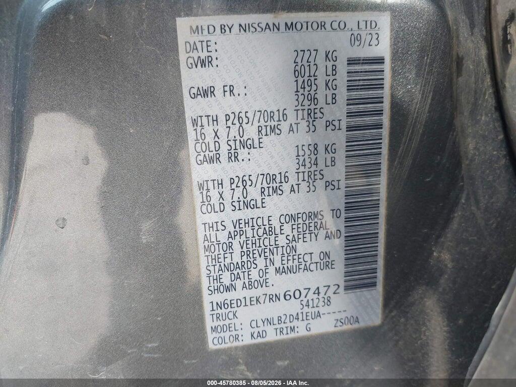 1N6ED1EK7RN607472 2024 NISSAN FRONTIER photo no. 9