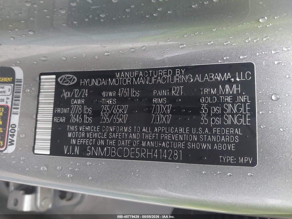 5NMJBCDE5RH414281 2024 HYUNDAI TUCSON photo no. 9